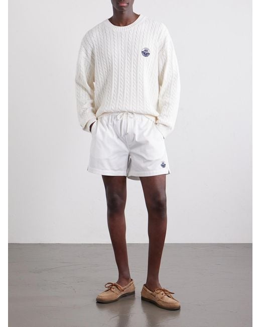 FRAME Natural Logo-Embroidered Cable-Knit Cotton And Wool-Blend Sweater for men
