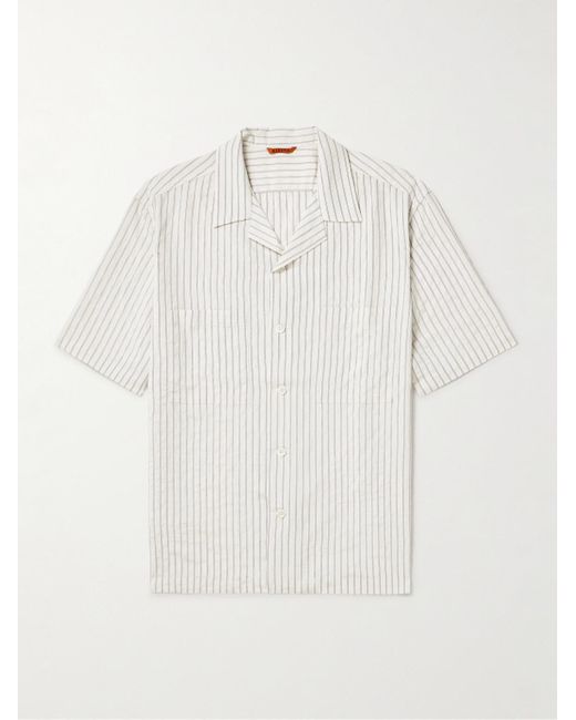 Barena White Solana Striped Modal-blend Seersucker Shirt for men