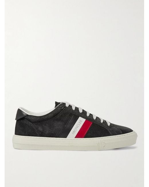Moncler Black New Monaco Leather And Suede Sneakers for men