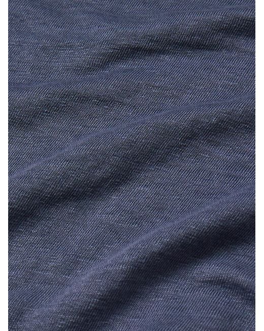 Officine Generale T-Shirt aus einer Leinenmischung in Stückfärbung in Blue für Herren