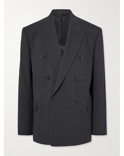 Acne Blue Jarvel Double-Breasted Pinstriped Wool-Blend Suit Jacket for men