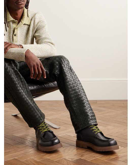 Bottega Veneta Black Haddock Leather Ankle Boots for men