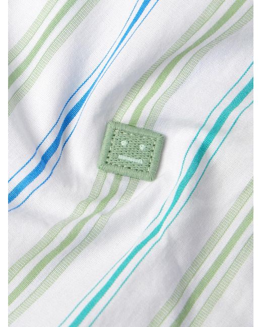 Acne Blue Sarlie Logo-Appliquéd Striped Cotton Shirt for men