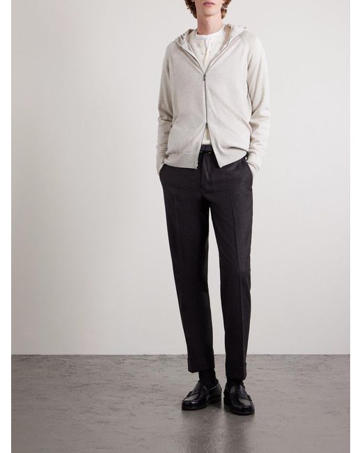John Smedley White Carty Merino Wool Zip-up Hoodie for men