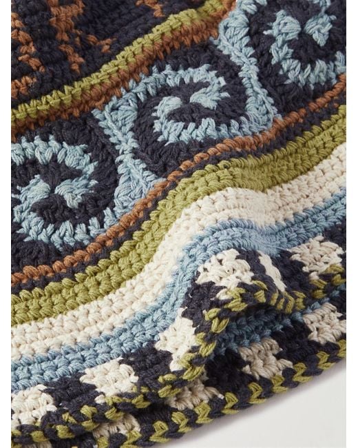 STORY mfg. Blue Crocheted Organic Cotton Bucket Hat