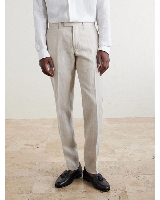 Mr P. White Phillip Slim-Fit Linen Suit Trousers for men