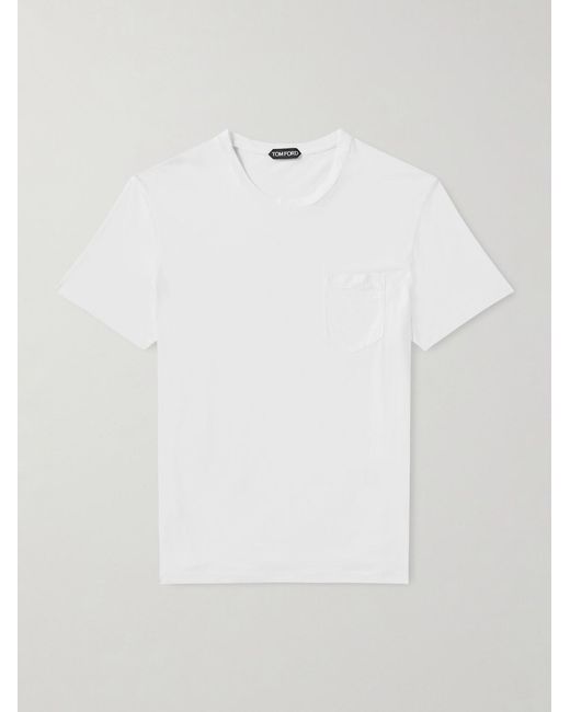 Tom Ford White Cotton And Silk-Blend Jersey T-Shirt for men