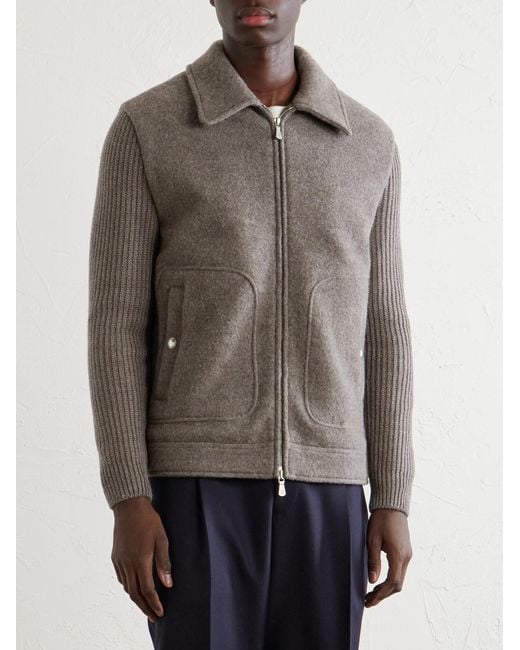 Eleventy Gray Knitted Wool Jacket for men