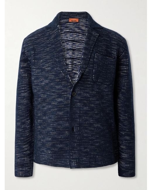 Missoni Blue Unstructured Space-Dyed Ribbed Wool Blazer for men