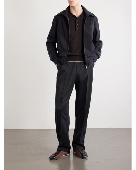 Wales Bonner Black Form Straight-Leg Striped Jersey Sweatpants for men