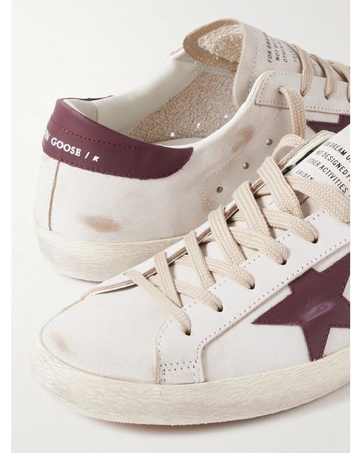 Golden Goose Deluxe Brand Natural Super-star Distressed Leather Sneakers for men