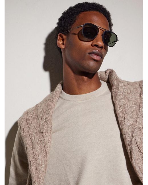 Zegna Green Round-frame Titanium Sunglasses for men