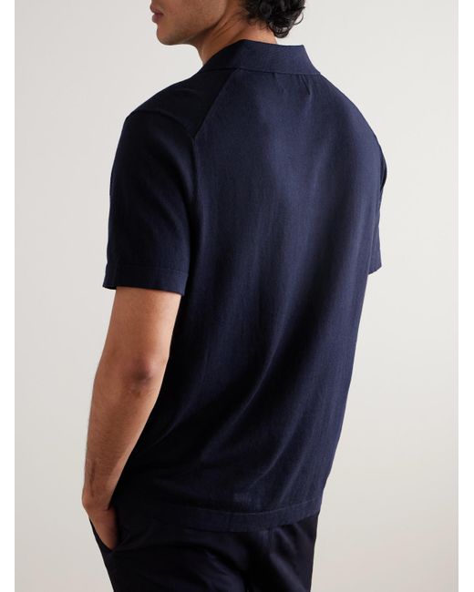 NN07 Blue Ryan 6311 Cotton And Linen-Blend Polo Shirt for men