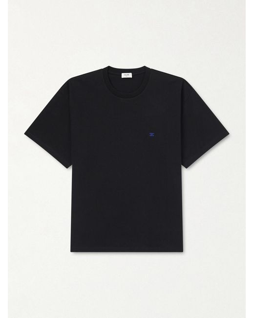 Céline Black Logo-Embroidered Cotton-Jersey T-Shirt for men
