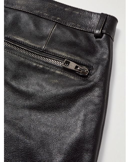 Alexander McQueen Gray Slim-fit Zip-detailed Leather Trousers for men