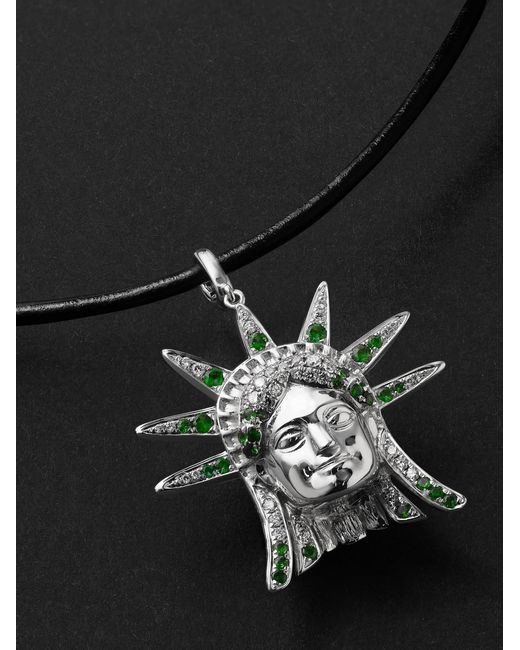 Annoushka Black Statue Of Liberty 18-Karat, Diamond And Tsavorite Pendant Necklace for men