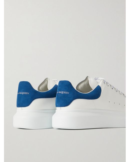 Alexander McQueen Blue Exaggerated-Sole Suede-trimmed Leather Sneakers for men
