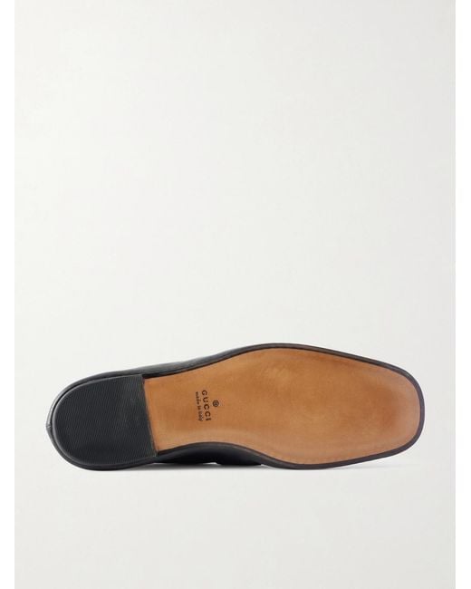 Gucci White Collapsible-Heel Horsebit-Embellished Leather Loafers for men