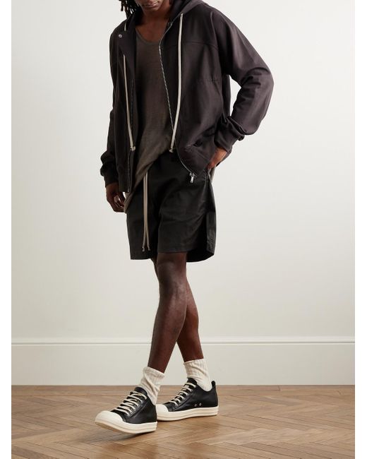 Rick Owens Black Straight-Leg Stretch-Cotton Poplin Drawstring Shorts for men