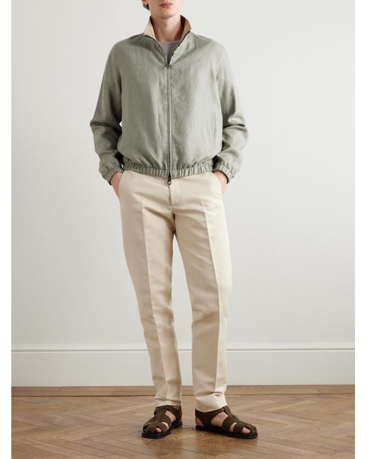 Loro Piana Natural Cedric Tapered Cotton And Linen-Blend Canvas Trousers for men