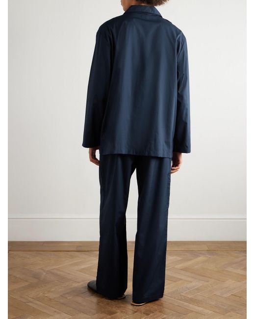 Ghiaia Blue Cotton Pyjama Set for men