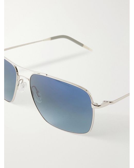 Oliver Peoples Blue Clifton 58 Aviator-style Silver-tone Sunglasses for men