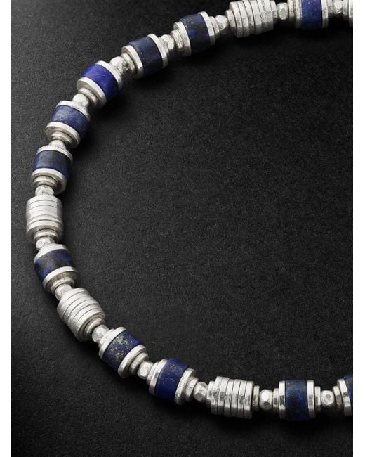 Saguaro Sterling Lapis Lazuli Beaded Bracelet di MAOR in Black da Uomo
