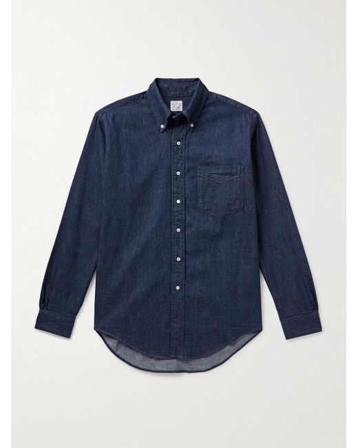 Orslow Blue Button-down Collar Denim Shirt for men