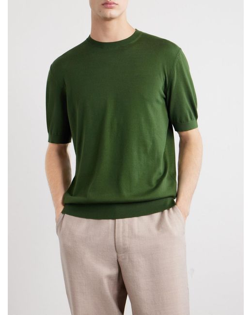 Zegna Green Knitted Cotton T-Shirt for men