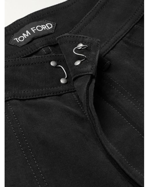 Pantaloni a gamba dritta in twill di cotone di Tom Ford in Black da Uomo