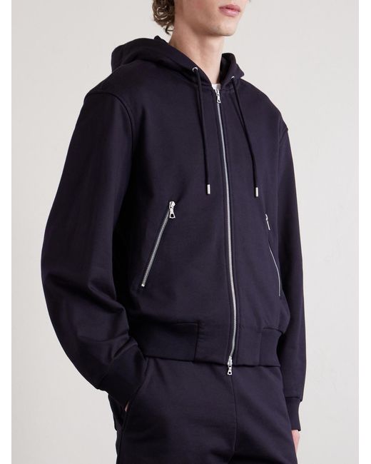 Dries Van Noten Blue Cotton-Jersey Zip-Up Hoodie for men