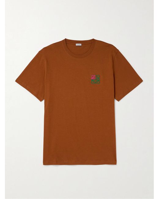 Loewe Brown Slim-Fit Logo-Embroidered Cotton-Jersey T-Shirt for men