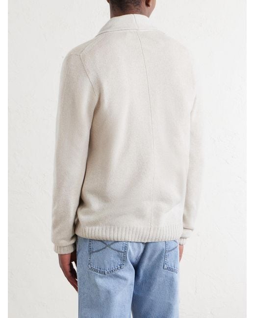 John Smedley White Rockford Shawl-Collar Recycled-Cashmere And Merino Wool-Blend Cardigan for men