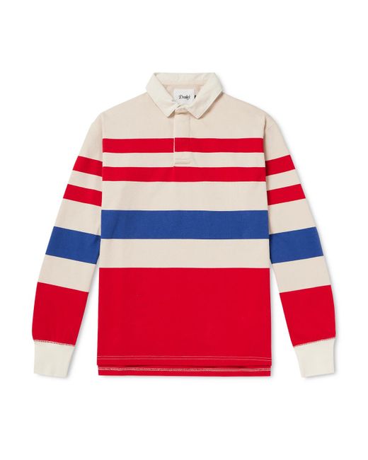 Drake's Red Striped Cotton-jersey Polo Shirt for men
