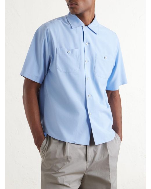 Jil Sander Blue Silk Shirt for men