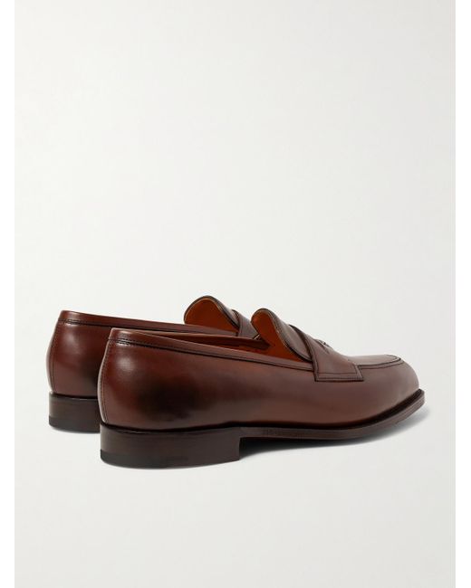 Edward Green Brown Piccadilly Leather Penny Loafers for men