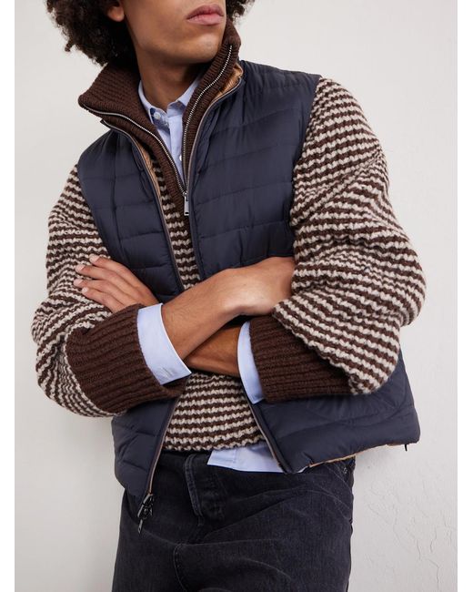 Herno Blue Reversible Quilted Down Gilet for men