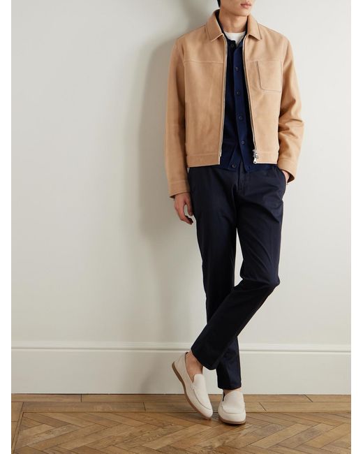 Mr P. Natural Panelled Leather-Trimmed Suede Jacket for men
