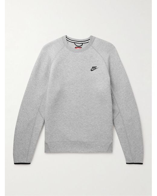 Nike Gray Logo-print Cotton-blend Tech Fleece Sweatshirt for men