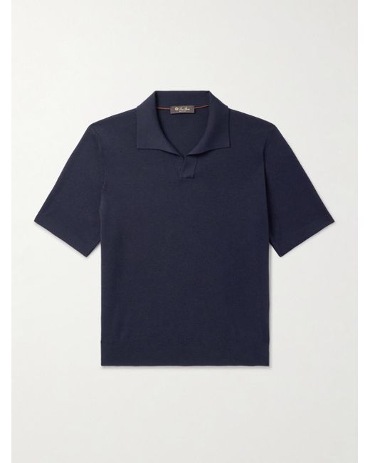 Loro Piana Blue Wish Wool Polo Shirt for men