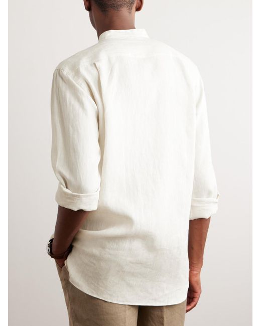 Loro Piana Natural Arizona Grandad-Collar Linen Shirt for men