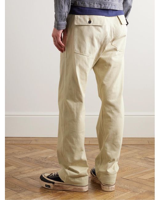 RRL Natural Wilton Straight-leg Herringbone Cotton Drawstring Trousers for men