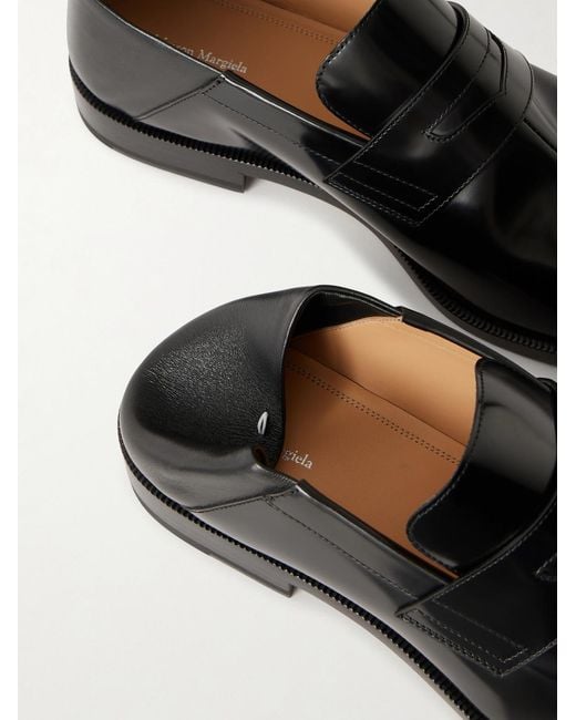Maison Margiela Black Tabi Babouche Split-Toe Leather Loafers for men