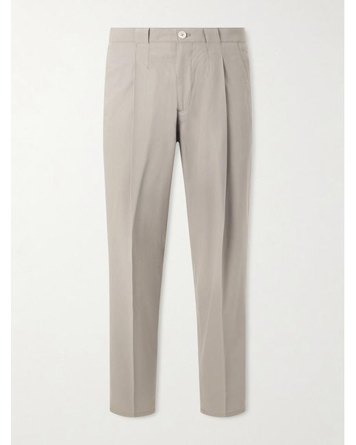 Brunello Cucinelli Natural Straight-leg Pleated Cotton-twill Trousers for men