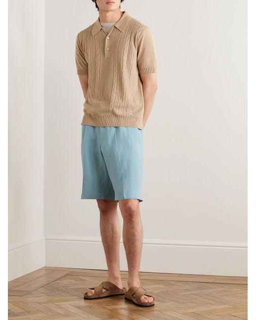 Paul Smith Blue Straight-leg Linen Drawstring Shorts for men