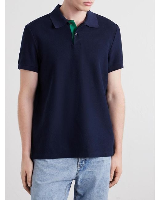 Dunhill Blue Cotton-Piqué Shirt for men
