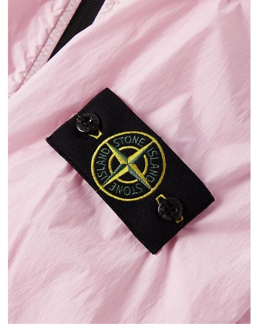 Stone Island Pink Logo-appliquéd Garment-dyed Crinkle Reps Nylon Hooded Jacket for men