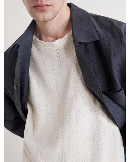 A Kind Of Guise Natural Thuy Pointelle-knit Cotton And Linen-blend T-shirt for men