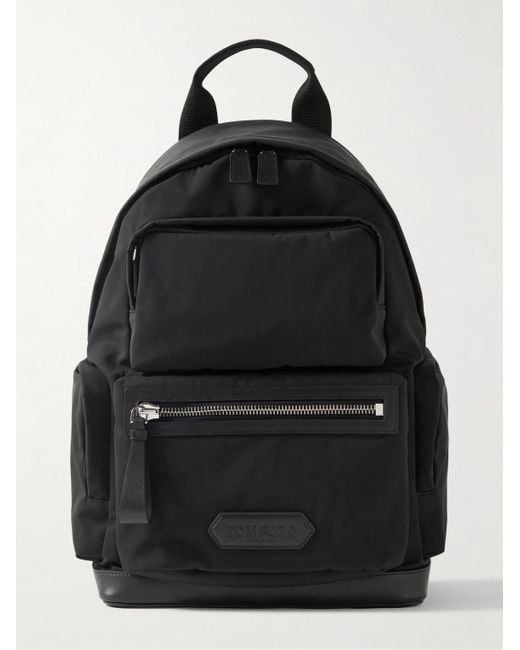 Tom Ford Black Leather-trimmed Shell Backpack for men