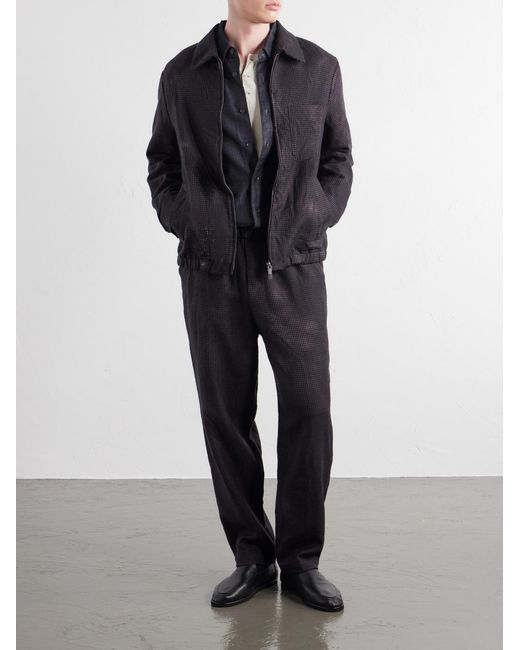 Barena Black Garment-Dyed Houndstooth Wool Blouson Jacket for men